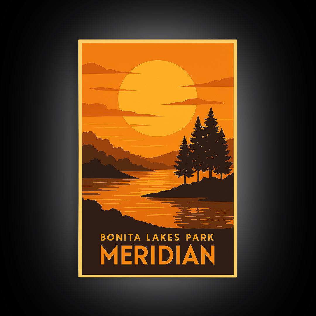 Meridian Travel Poster, Canvas Print, Gold Art Deco Poster Art, Meridian Travel Art, City Art Print, Vintage Travel Art, Vintage City Poster