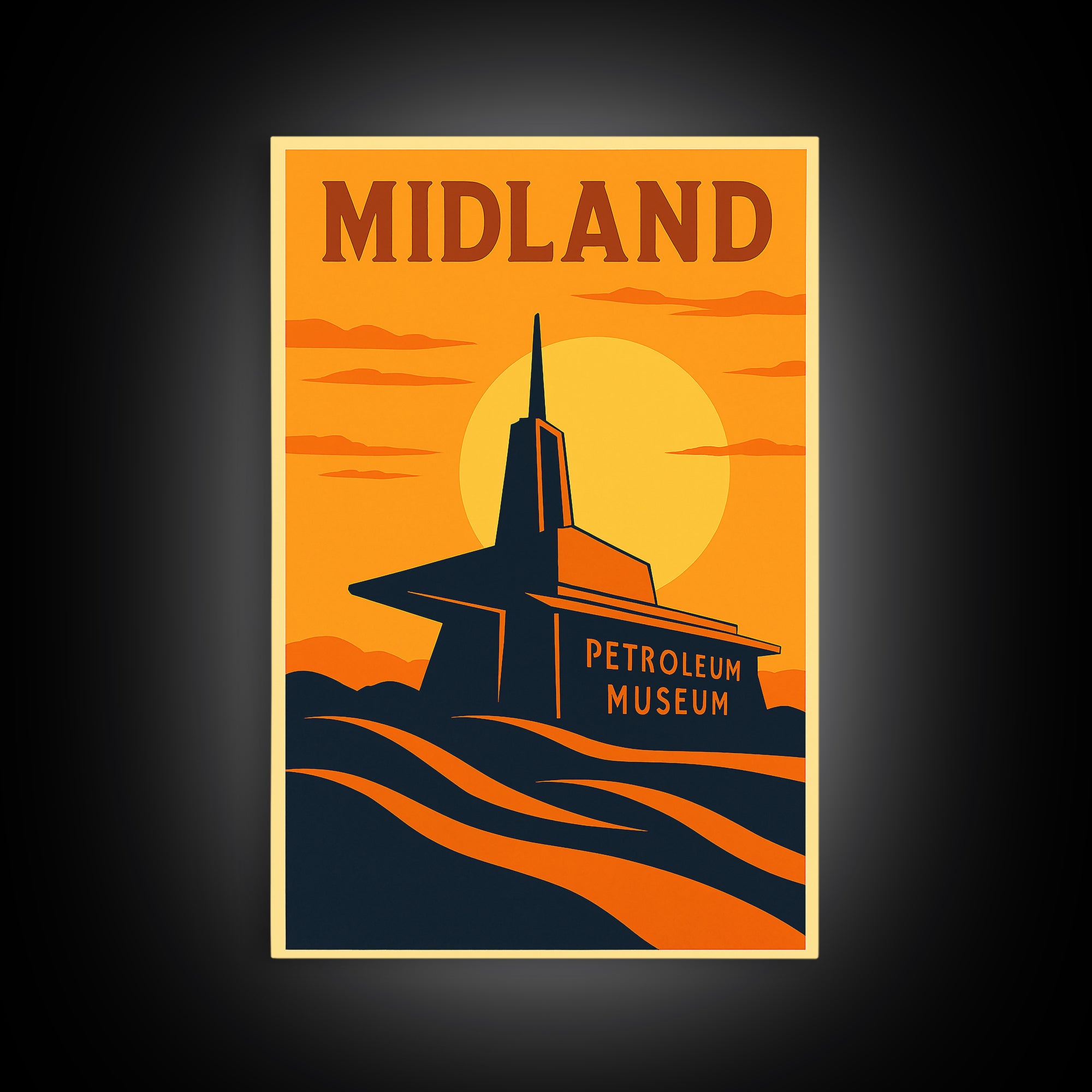Midland Texas Travel Poster, Canvas Print, Vintage Deco Wall Art, Midland Poster Print, Vintage City Poster, Travel Prints, Vintage City Art