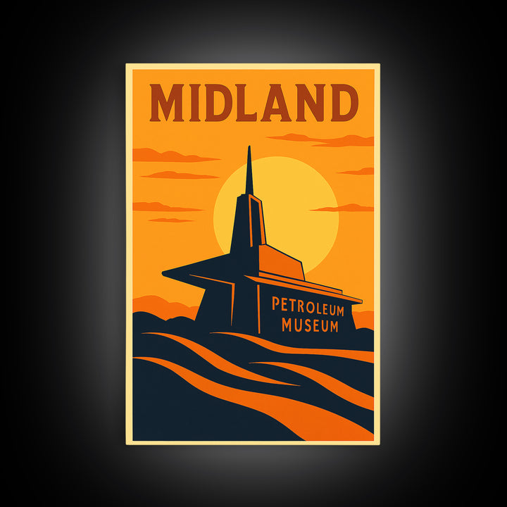 Midland Texas Travel Poster, Canvas Print, Vintage Deco Wall Art, Midland Poster Print, Vintage City Poster, Travel Prints, Vintage City Art