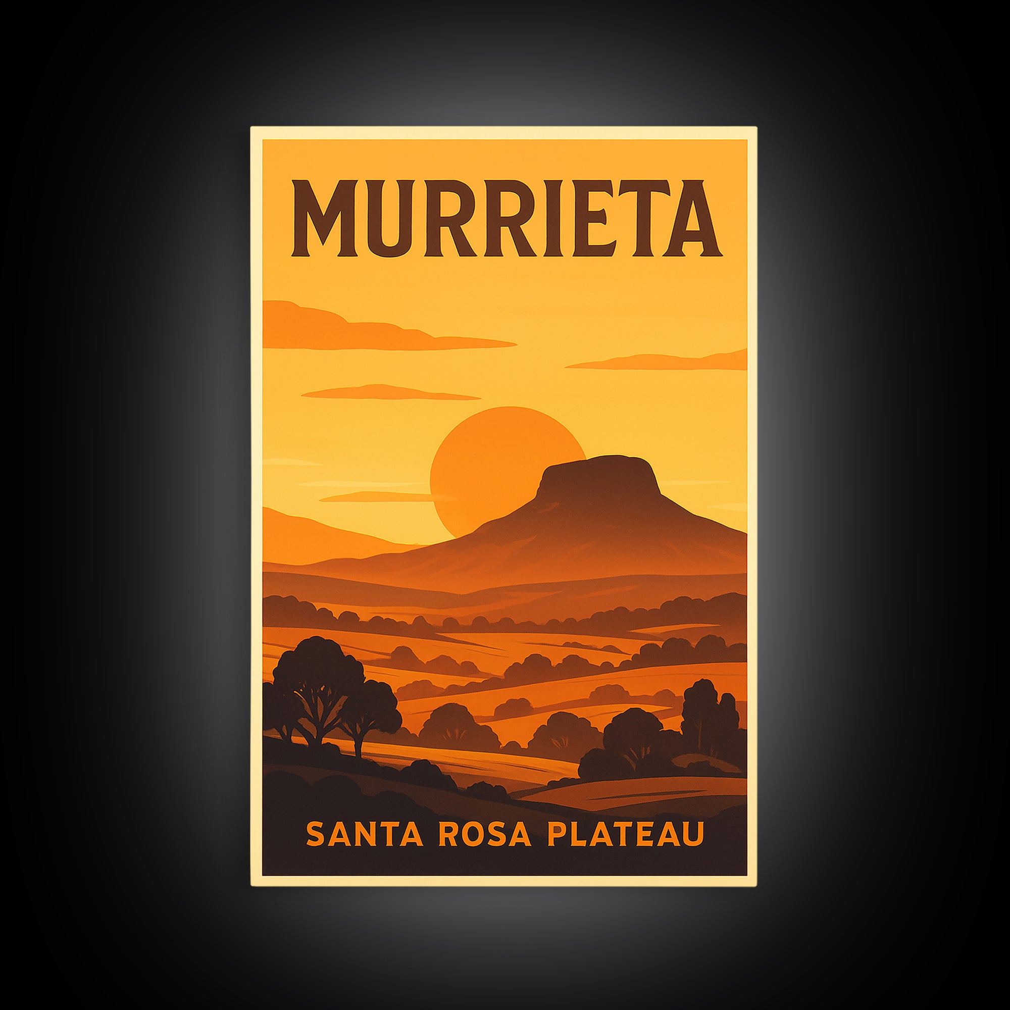 Murrieta California Travel Poster, Framed Canvas Print, Gold Art Deco Poster Art, Murrieta Travel Art, Wanderlust Decor, Eclectic Wall Decor