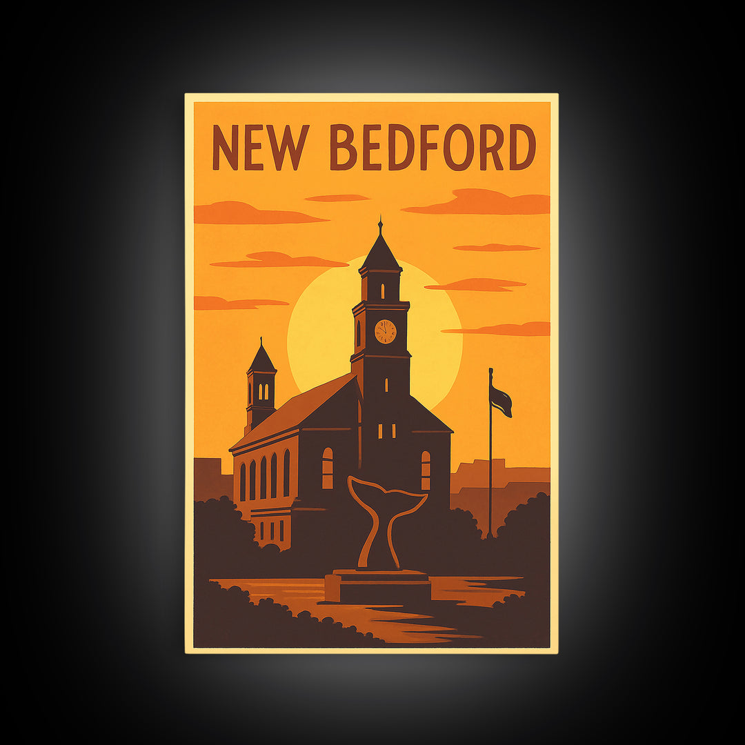 New Bedford Massachusetts Travel Poster, Canvas Print, Gold Art Deco Poster Art, New Bedford City Art, Travel Poster Set, City Poster