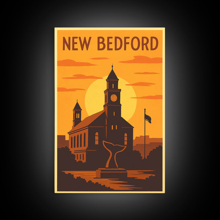 New Bedford Massachusetts Travel Poster, Canvas Print, Gold Art Deco Poster Art, New Bedford City Art, Travel Poster Set, City Poster