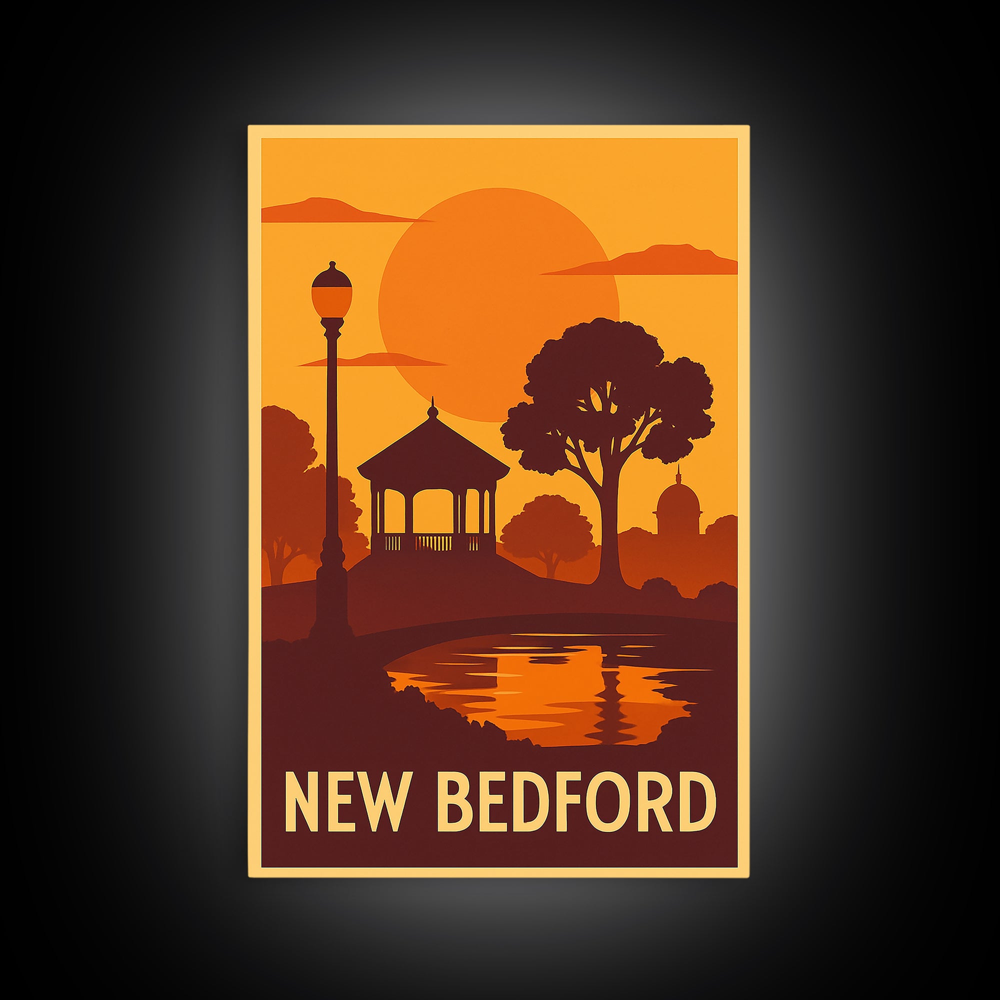 New Bedford Travel Poster, Canvas Print, Vintage Deco Wall Art, New Bedford Art Print, Mid Century Wall Art, Retro Travel Print