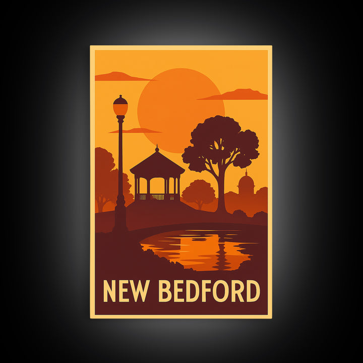 New Bedford Travel Poster, Canvas Print, Vintage Deco Wall Art, New Bedford Art Print, Mid Century Wall Art, Retro Travel Print