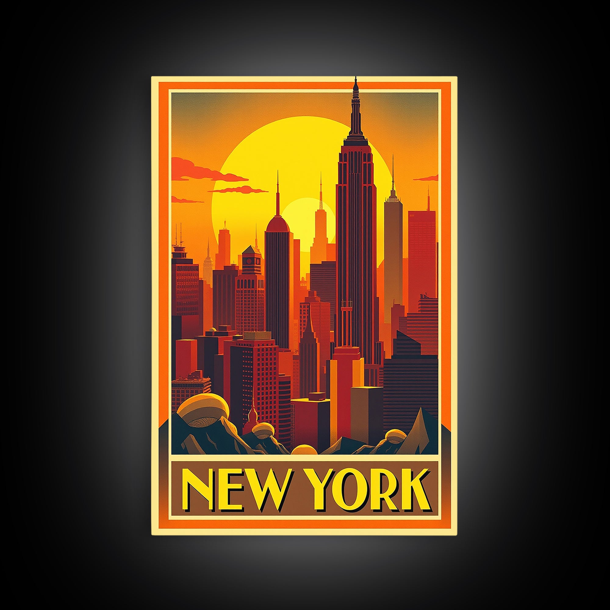 New York Travel Poster, Canvas Print, Gold Art Deco Poster Art, New York Poster Print, Wanderlust Decor, Fine Art Print, Home Office Decor