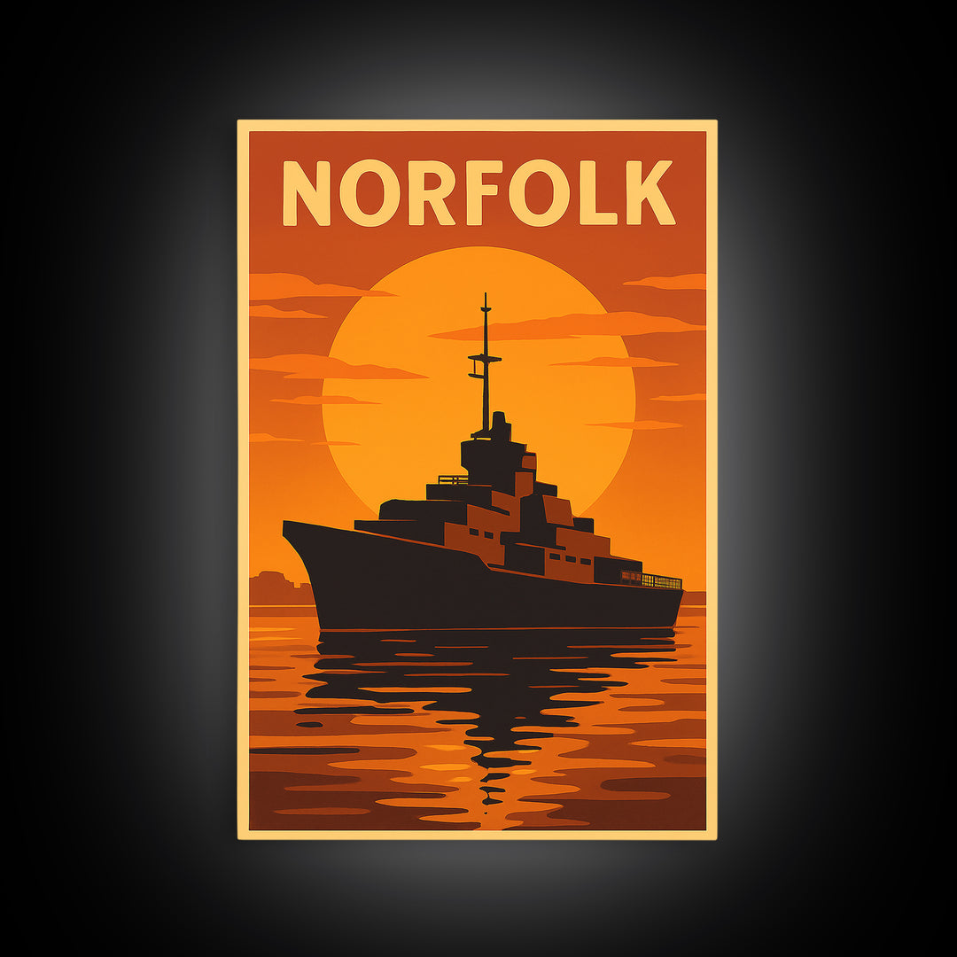 Norfolk Virginia Travel Poster, Canvas Print, Gold Art Deco Poster Art, Norfolk Art Print, Wanderlust Decor, Retro Travel Print, Wall Art