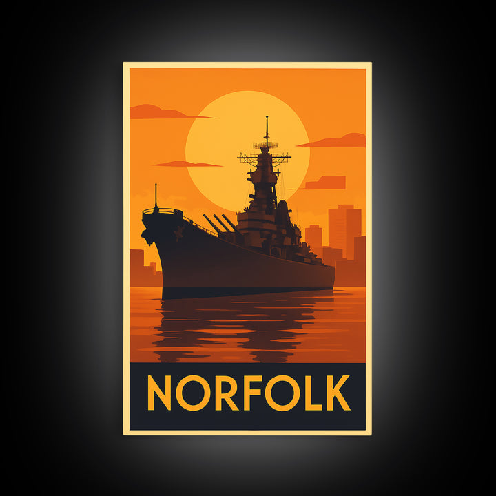Norfolk Travel Poster, Framed Canvas Print, Vintage Deco Wall Art, Norfolk City Art, Retro Travel Print, Vintage Travel Art, Travel Print