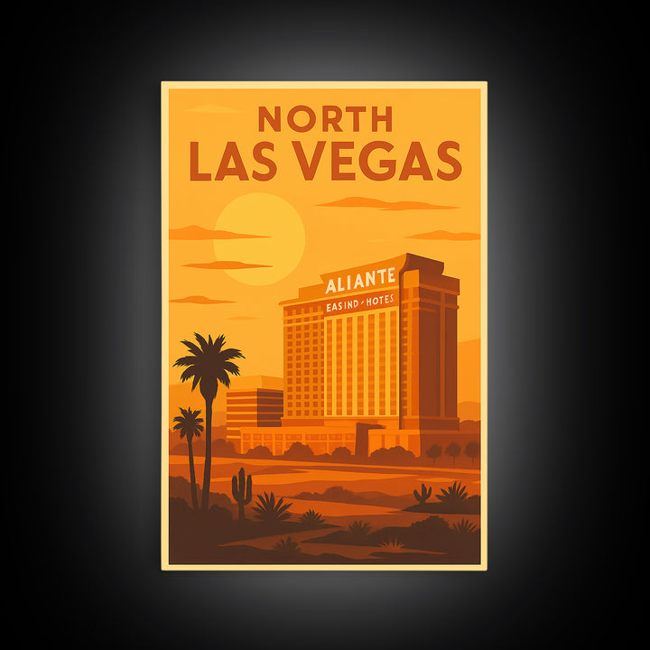 North Las Vegas Nevada Travel Poster, Canvas Print, Vintage Deco Wall Art, North Las Vegas Wall Art, Travel Art Print, Fine Art Print