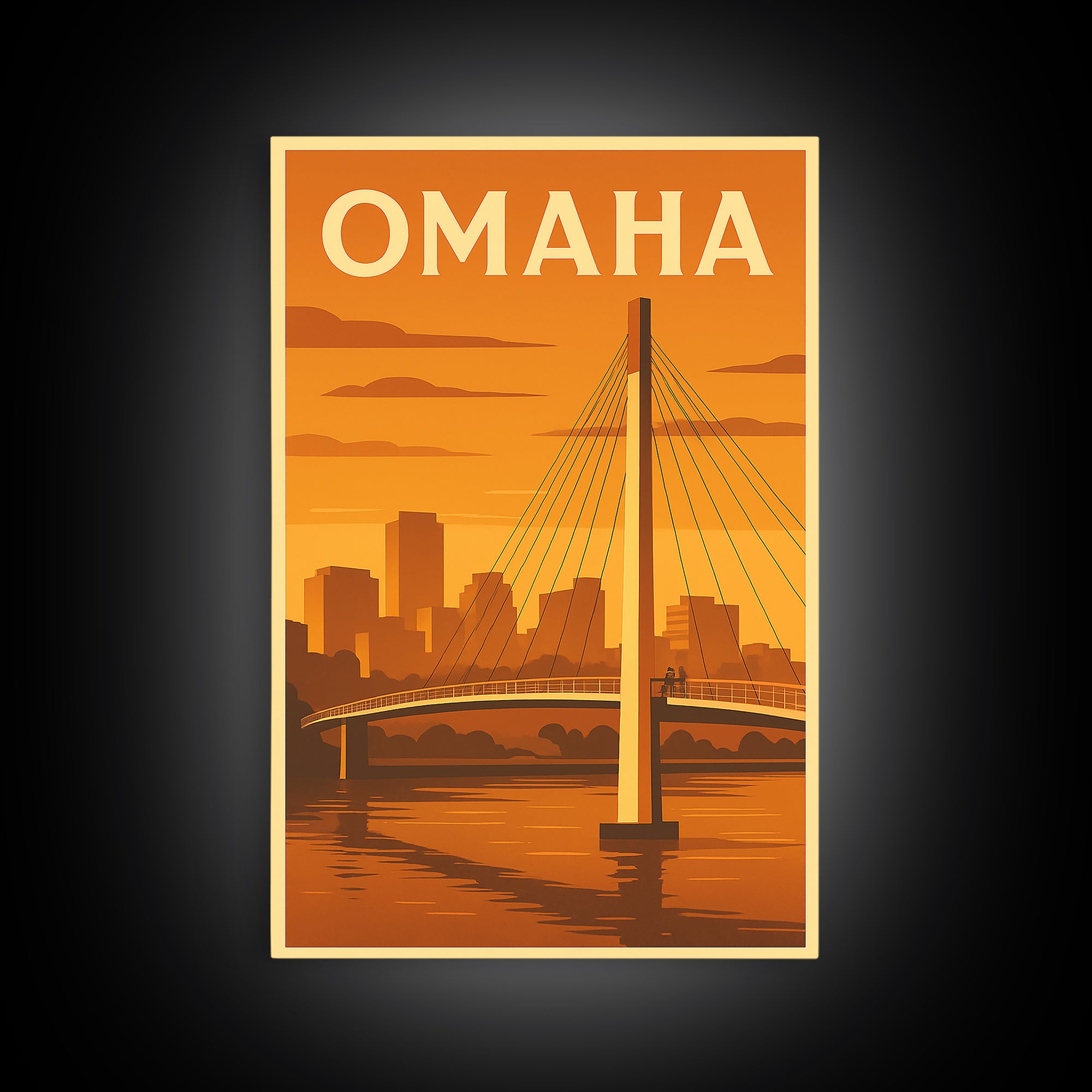 Omaha Nebraska Travel Poster, Canvas Print, Gold Art Deco Poster Art, Omaha Art Print, Vintage Travel Art, Fine Art Print, Travel Art Print