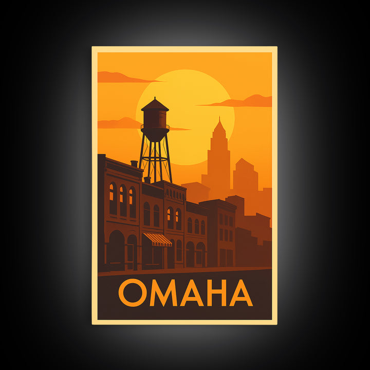Omaha Travel Poster, Canvas Print, Gold Art Deco Poster Art, Omaha Art Print, Home Office Decor, Eclectic Wall Decor, Wanderlust Decor
