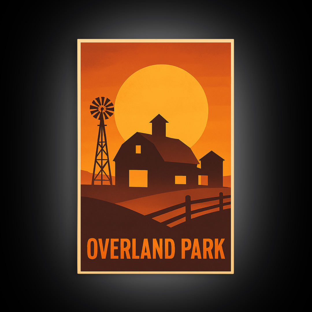 Overland Park Travel Poster, Canvas Print, Golden Travel Poster Art, Overland Park Poster Print, Travel Art Print, Vintage City Art
