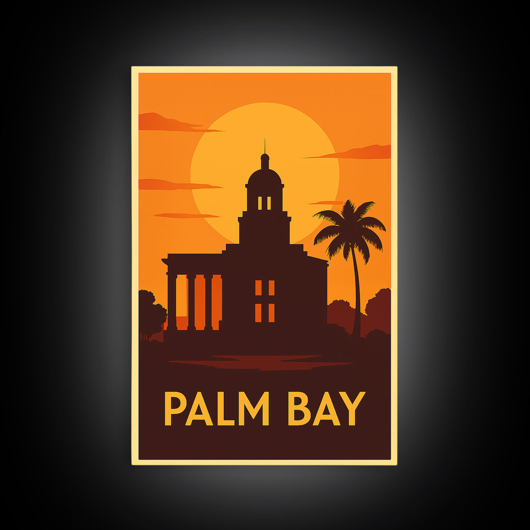 Palm Bay Travel Poster, Framed Canvas Print, Vintage Deco Wall Art, Palm Bay Poster Print, City Travel Prints, City Art Print, Design 2