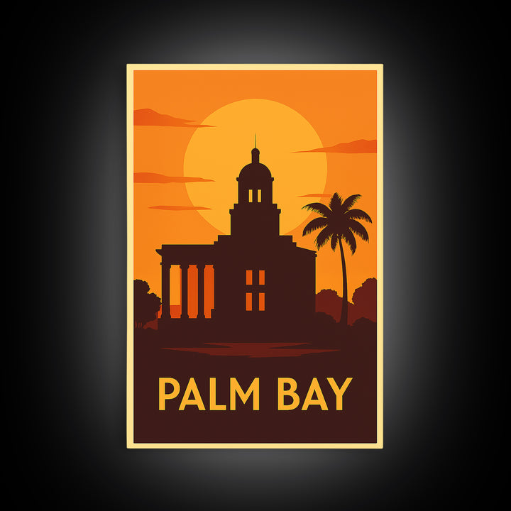 Palm Bay Travel Poster, Framed Canvas Print, Vintage Deco Wall Art, Palm Bay Poster Print, City Travel Prints, City Art Print, Design 2