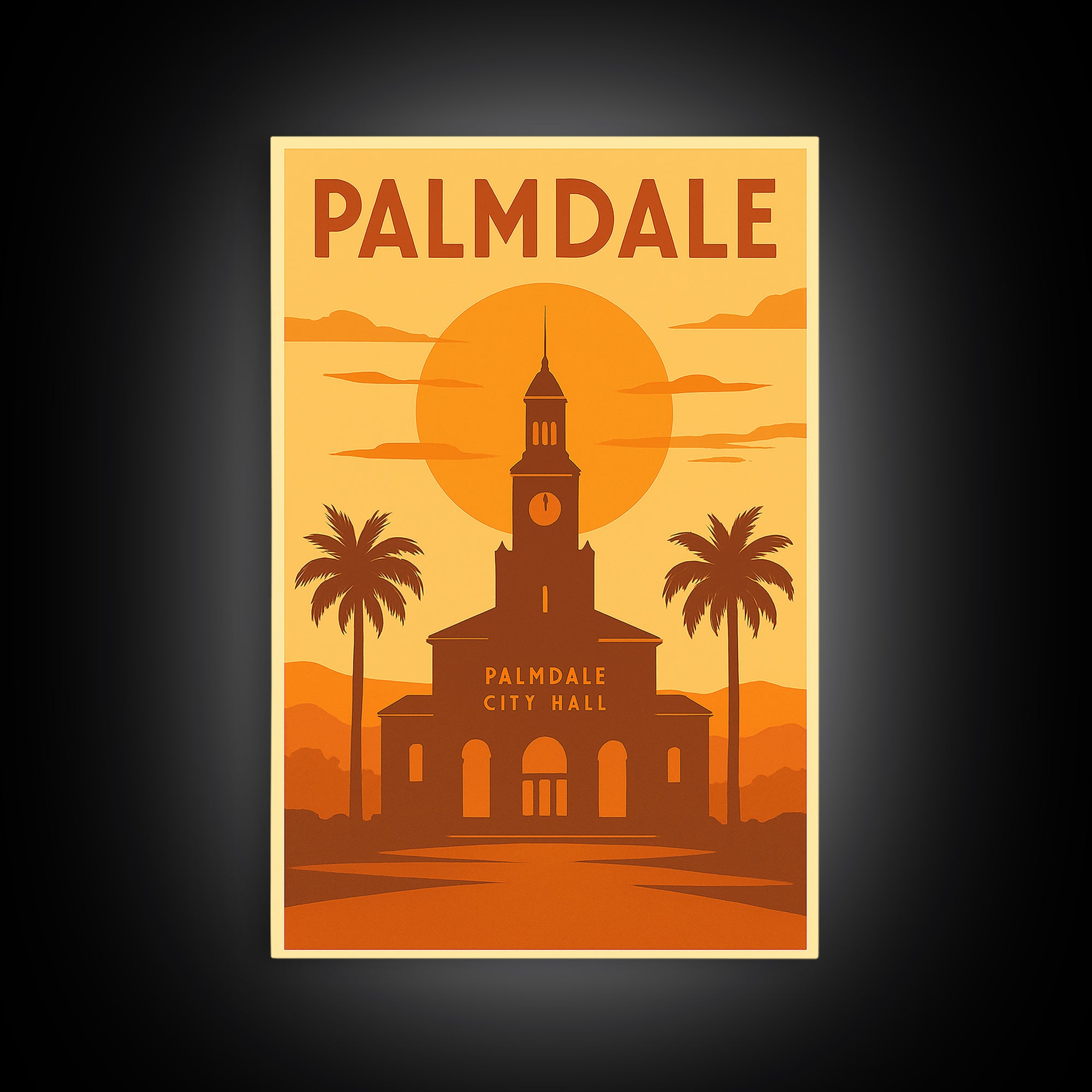 Palmdale California Travel Poster, Canvas Print, Gold Art Deco Poster Art, Palmdale Art Print, Travel Art, Wanderlust Decor, Travel Prints