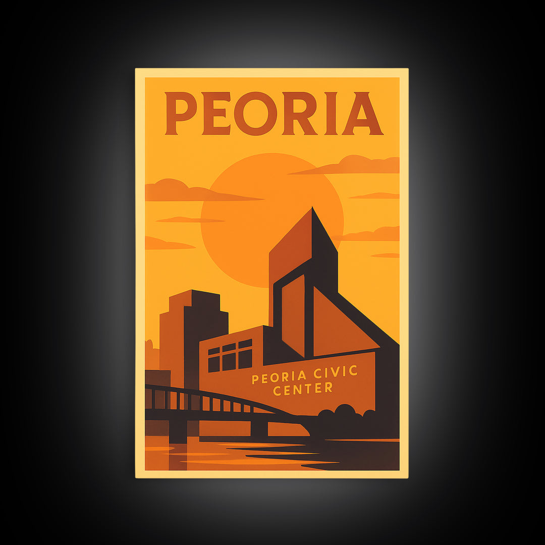 Peoria Arizona Travel Poster, Canvas Print, Golden Poster Art, Peoria Poster Print, Retro Travel Print, City Travel Prints, Travel Decor