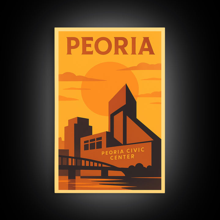 Peoria Arizona Travel Poster, Canvas Print, Golden Poster Art, Peoria Poster Print, Retro Travel Print, City Travel Prints, Travel Decor