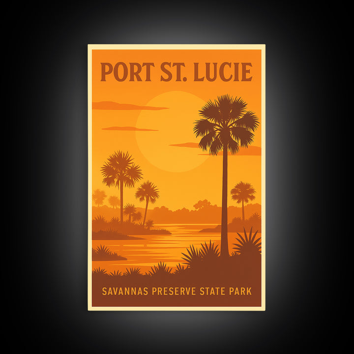 Port St Lucie Florida Travel Poster, Canvas Print, Gold Art Deco Poster Art, Port St Lucie Poster Print, Travel Wall Decor, Fine Art Print