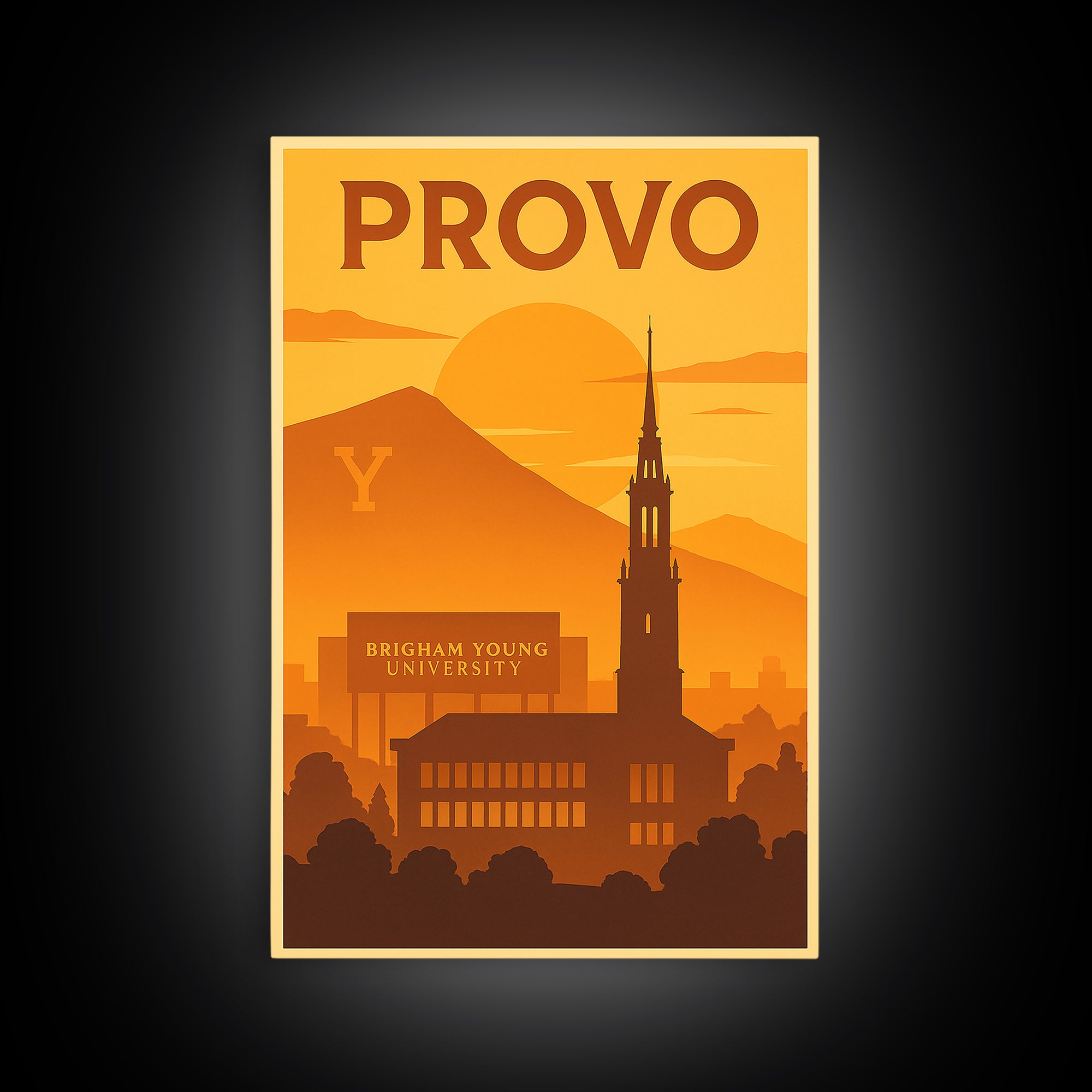 Provo Utah Travel Poster, Canvas Print, Golden Travel Poster Art, Provo City Art, Wanderlust Decor, Gift For Travelers, Travel Wall Art
