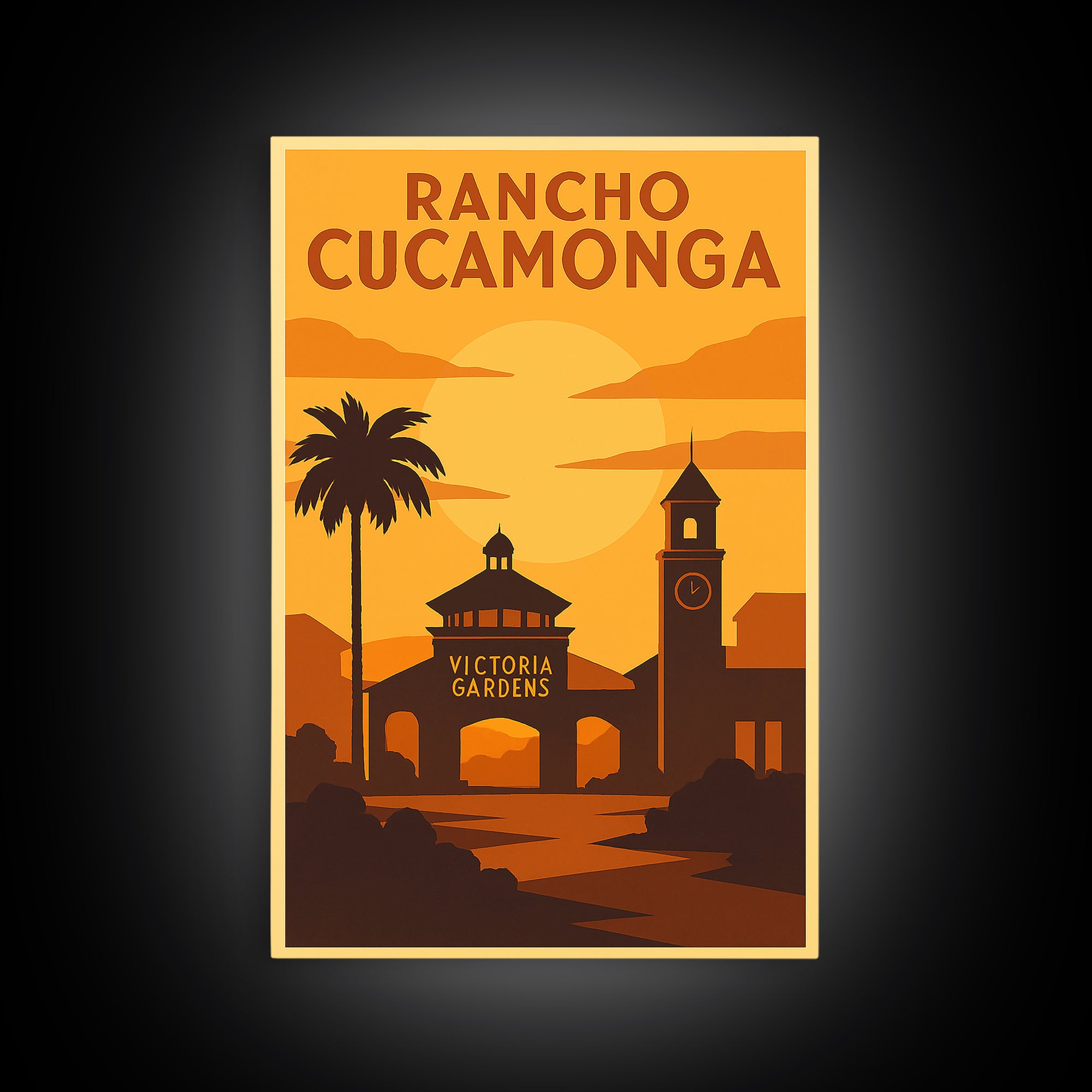 Rancho Cucamonga California Travel Poster, Canvas Print, Gold Art Deco Poster Art, Rancho Cucamonga Art Print, Modern Wall Decor, Home Decor