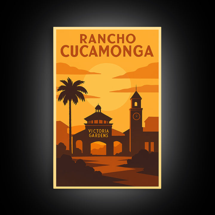 Rancho Cucamonga California Travel Poster, Canvas Print, Gold Art Deco Poster Art, Rancho Cucamonga Art Print, Modern Wall Decor, Home Decor