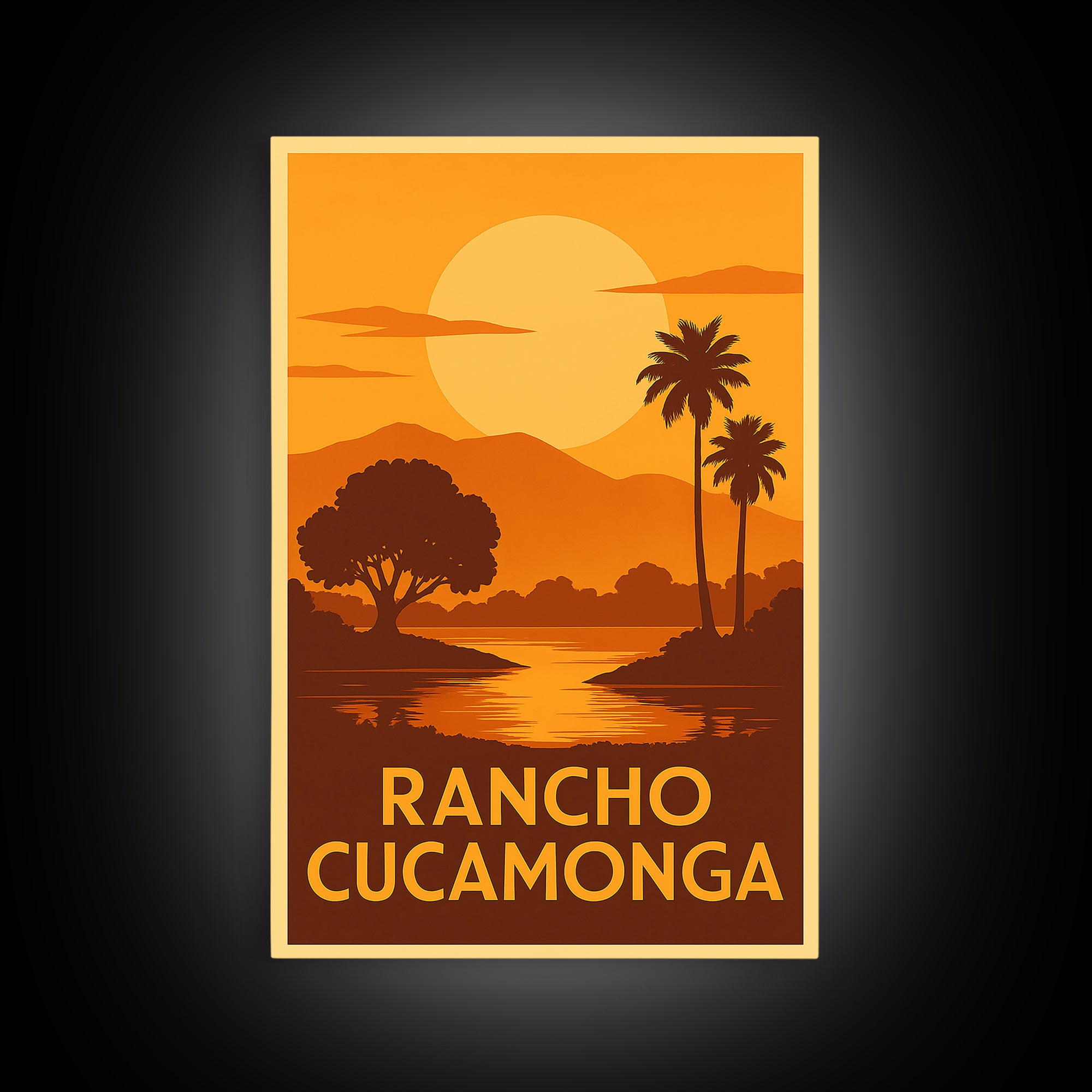 Rancho Cucamonga Travel Poster, Canvas Print, Gold Art Deco Poster Art, Rancho Cucamonga Wall Art, Travel Wall Decor, Home Office Decor