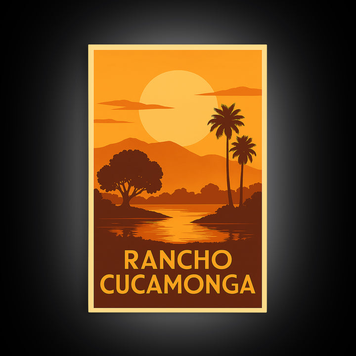 Rancho Cucamonga Travel Poster, Canvas Print, Gold Art Deco Poster Art, Rancho Cucamonga Wall Art, Travel Wall Decor, Home Office Decor
