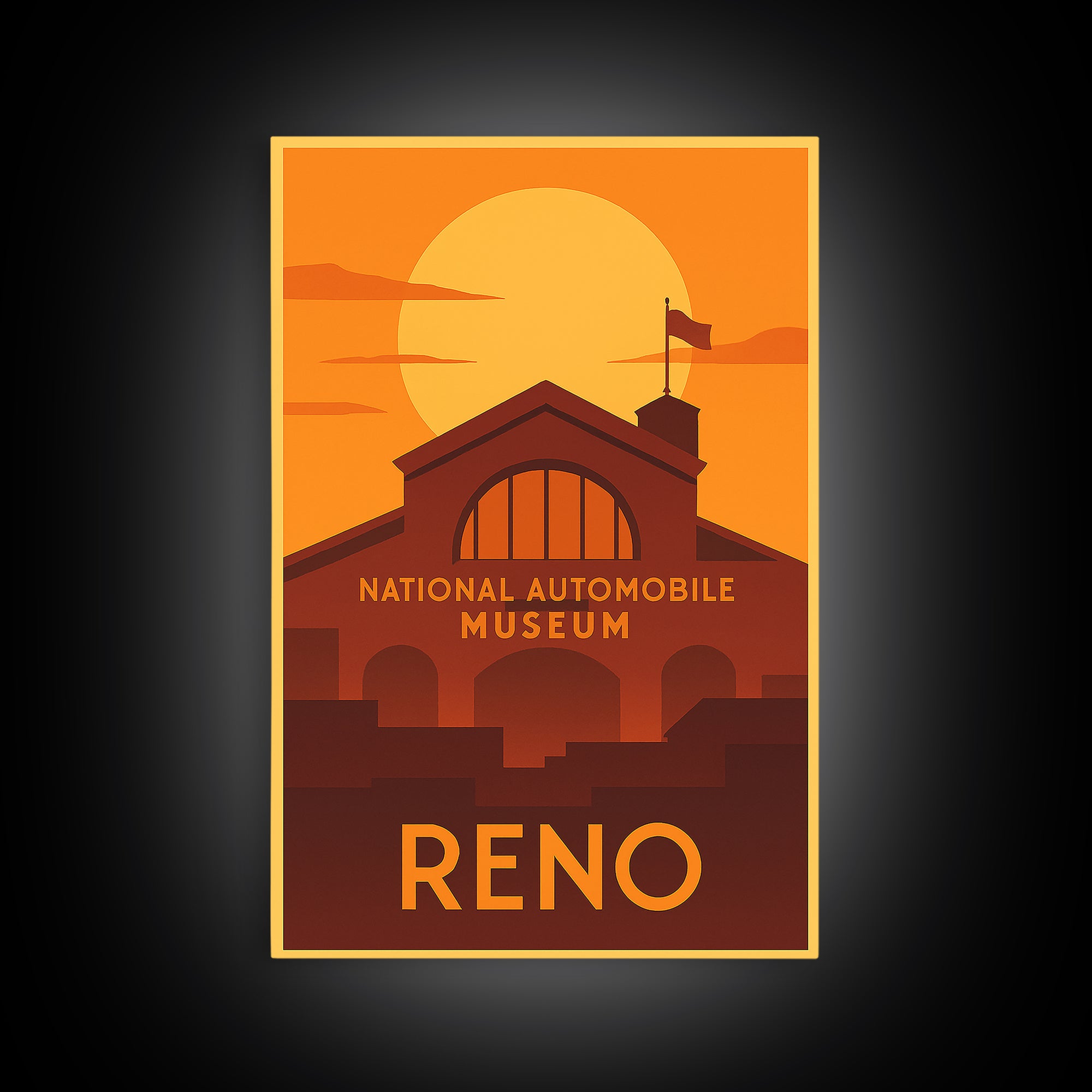 Reno Travel Poster, Canvas Print, Gold Art Deco Poster Art, Reno Travel Art, Travel Art Print, City Travel Prints, Eclectic Wall Decor