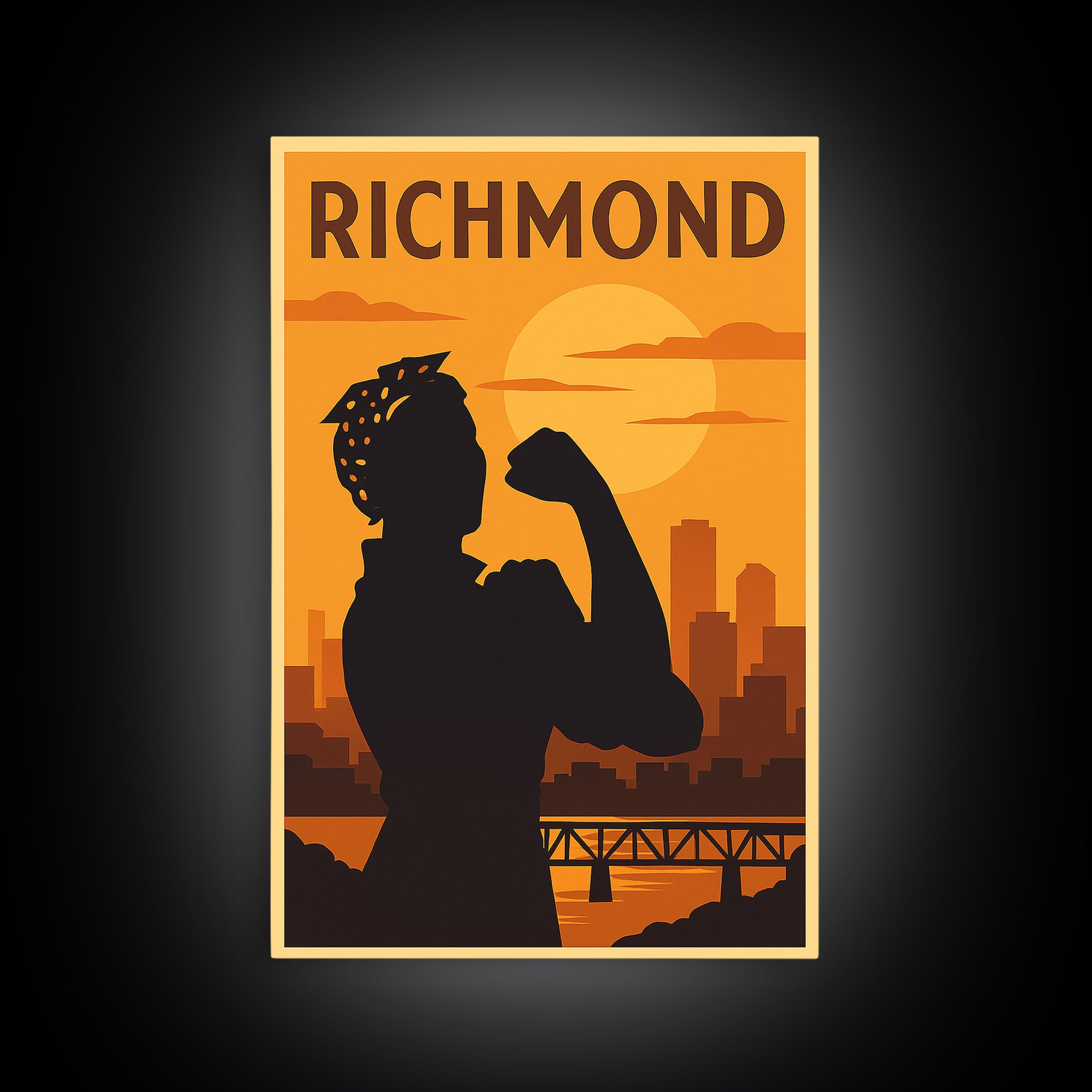 Richmond Virginia Travel Poster, Canvas Print, Golden Travel Poster Art, Richmond Wall Art, Travel Art Print, Travel Poster Art, Wall Art