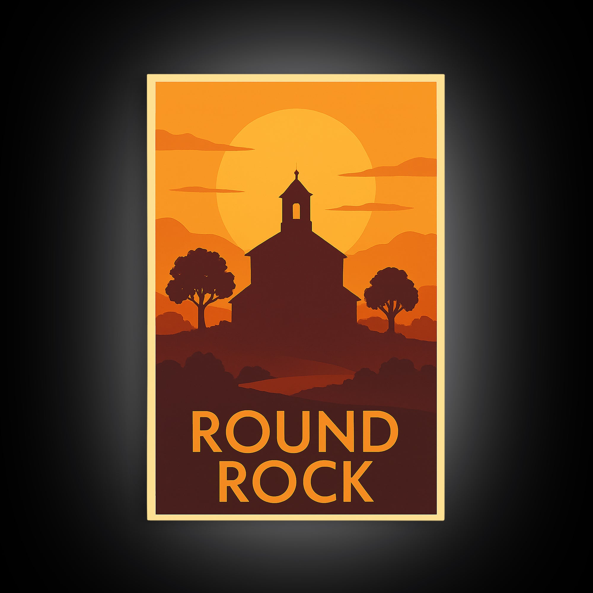Round Rock Travel Poster, Canvas Print, Gold Art Deco Poster Art, Round Rock Wall Art, Travel Wall Art, Travel Poster Set, Fine Art Print