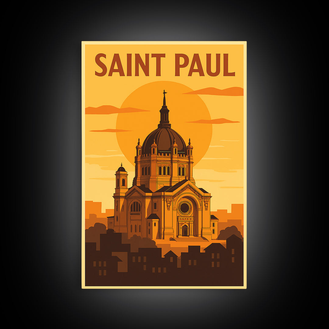 Saint Paul Minnesota Travel Poster, Canvas Print, Gold Art Deco Poster Art, Saint Paul Art Print, City Illustration, Eclectic Wall Decor
