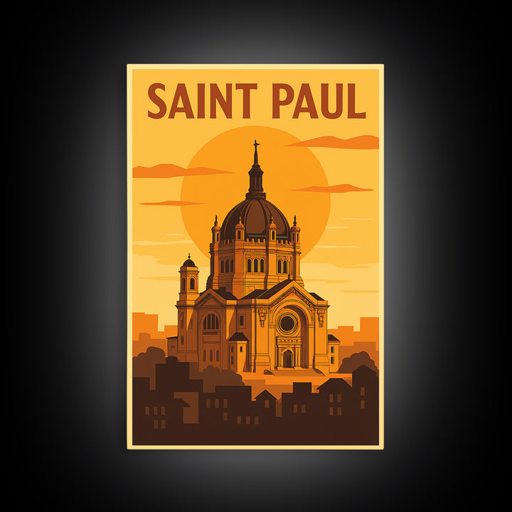 Saint Paul Minnesota Travel Poster, Canvas Print, Gold Art Deco Poster Art, Saint Paul Art Print, City Illustration, Eclectic Wall Decor