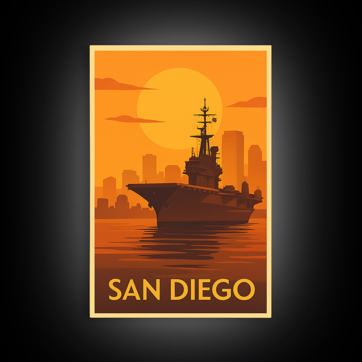 San Diego Travel Poster, Canvas Print, Gold Art Deco Poster Art, San Diego Wall Art, Fine Art Print, Vintage City Poster, City Art Print
