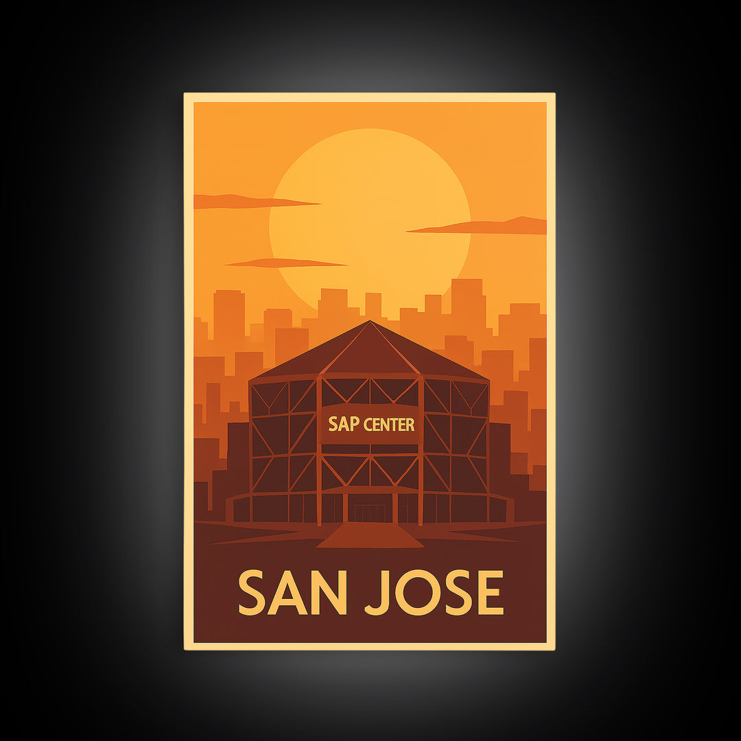 San Jose Travel Poster, Framed Canvas Print, Gold Art Deco Poster Art, San Jose Travel Art, Travel Poster Set, Home Office Decor