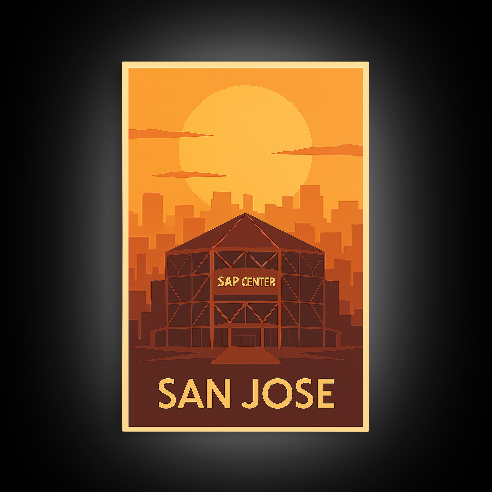 San Jose Travel Poster, Framed Canvas Print, Gold Art Deco Poster Art, San Jose Travel Art, Travel Poster Set, Home Office Decor