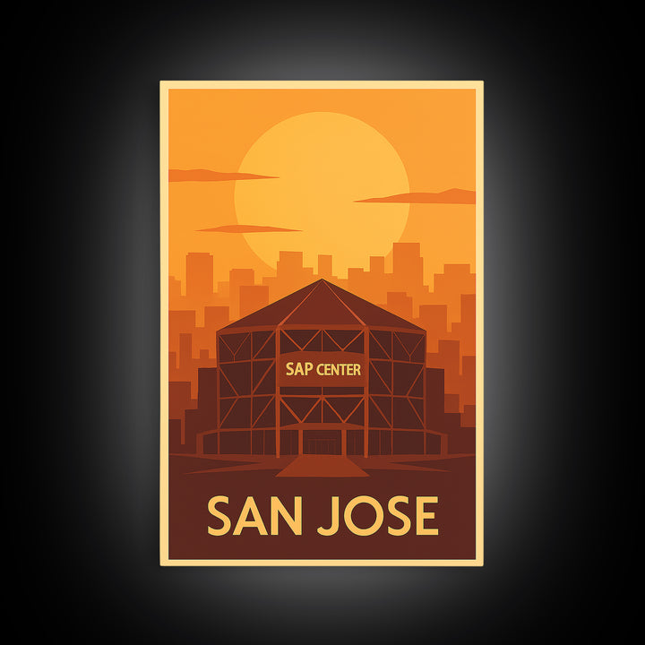 San Jose Travel Poster, Framed Canvas Print, Gold Art Deco Poster Art, San Jose Travel Art, Travel Poster Set, Home Office Decor