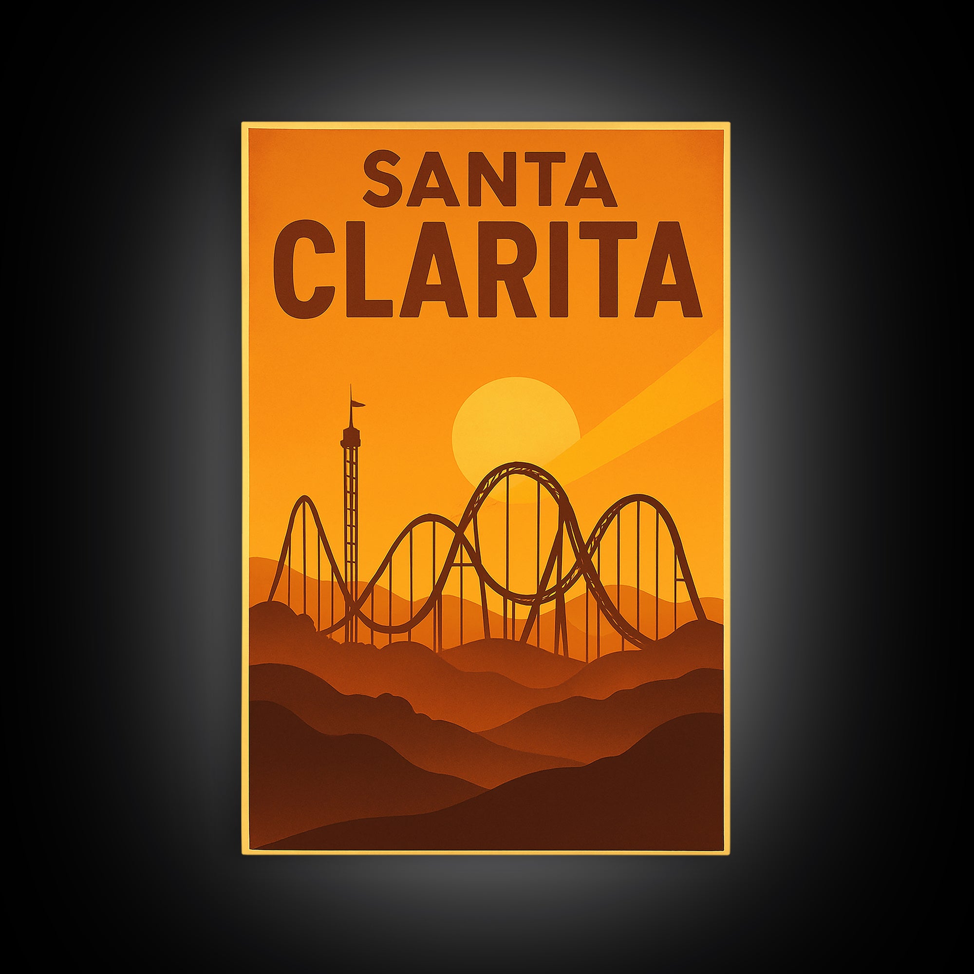 Santa Clarita California Travel Poster, Canvas Print, Golden Poster Art, Santa Clarita Travel Art, Vintage Travel Art, Vintage City Art