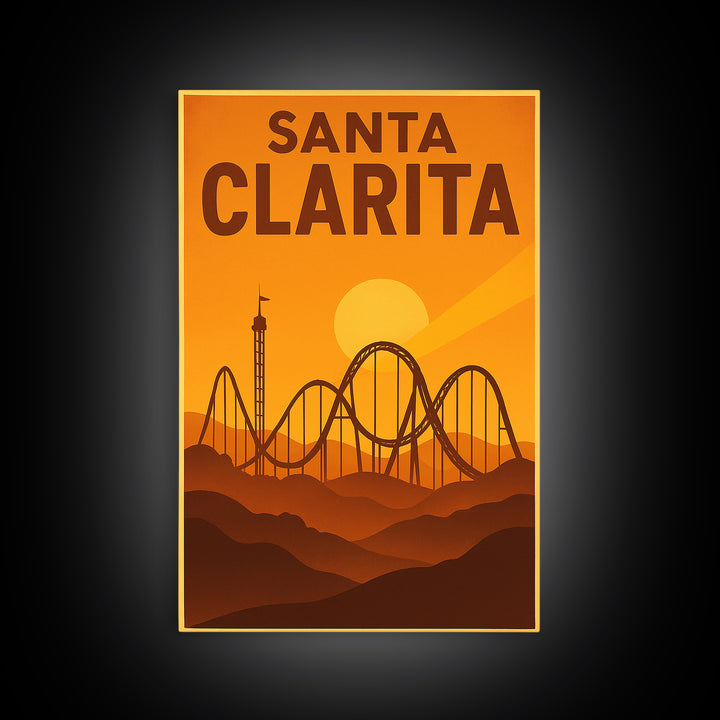 Santa Clarita California Travel Poster, Canvas Print, Golden Poster Art, Santa Clarita Travel Art, Vintage Travel Art, Vintage City Art