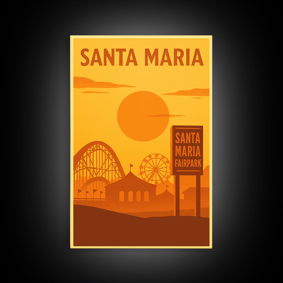 Santa Maria California Travel Poster, Canvas Print, Golden Travel Poster Art, Santa Maria Wall Art, Travel Poster Art, City Travel Prints