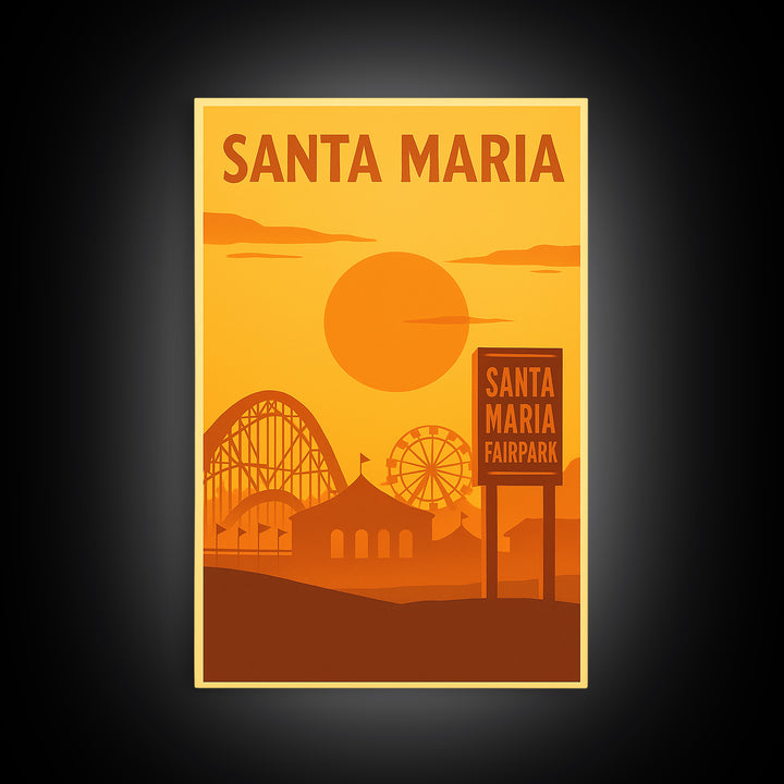 Santa Maria California Travel Poster, Canvas Print, Golden Travel Poster Art, Santa Maria Wall Art, Travel Poster Art, City Travel Prints