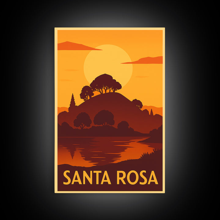 Santa Rosa Travel Poster, Canvas Print, Golden Travel Poster Art, Santa Rosa Wall Art, Gift For Travelers, Travel Wall Decor, Wall Art