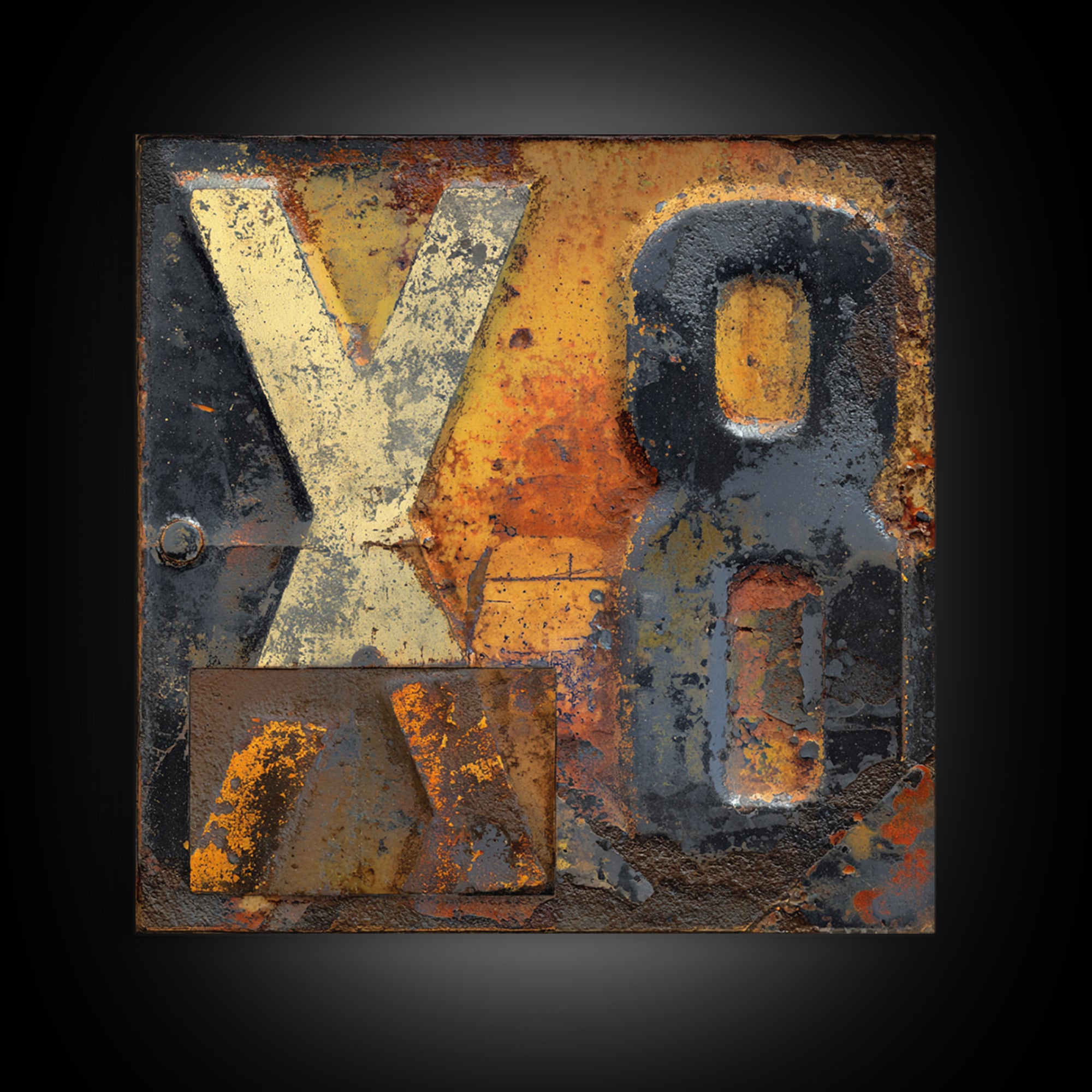 Rusty License Plate Collage Framed Canvas Print, Garage Art, Gallery Decor, Garage Decor, Fine Art, Motor, Contemporary Art, GAR-1x1-32