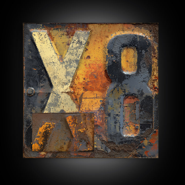 Rusty License Plate Collage Framed Canvas Print, Garage Art, Gallery Decor, Garage Decor, Fine Art, Motor, Contemporary Art, GAR-1x1-32