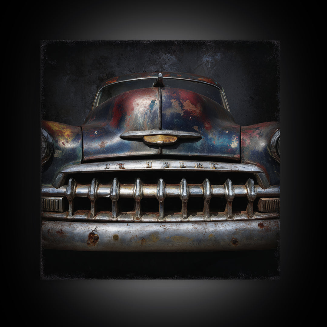 Classic Muscle Car Front Grill Canvas Print, Garage Art, Modern Decor, Garage Decor, Fine Art, Motor, Home Decor, Wall Decor, GAR-1x1-49
