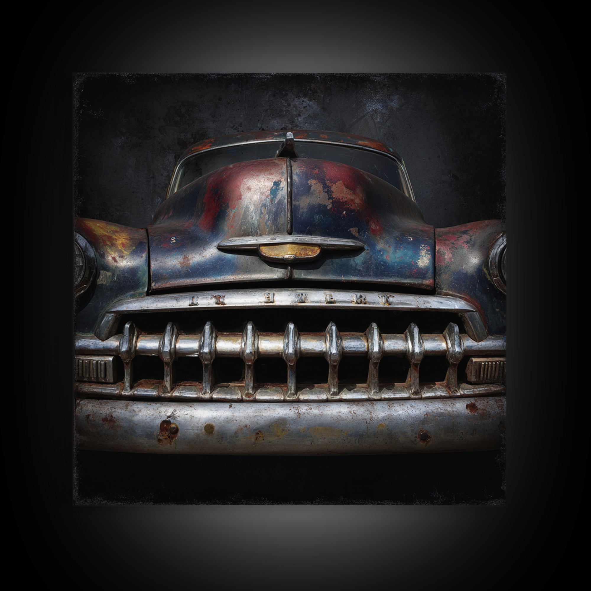 Classic Muscle Car Front Grill Canvas Print, Garage Art, Modern Decor, Garage Decor, Fine Art, Motor, Home Decor, Wall Decor, GAR-1x1-49