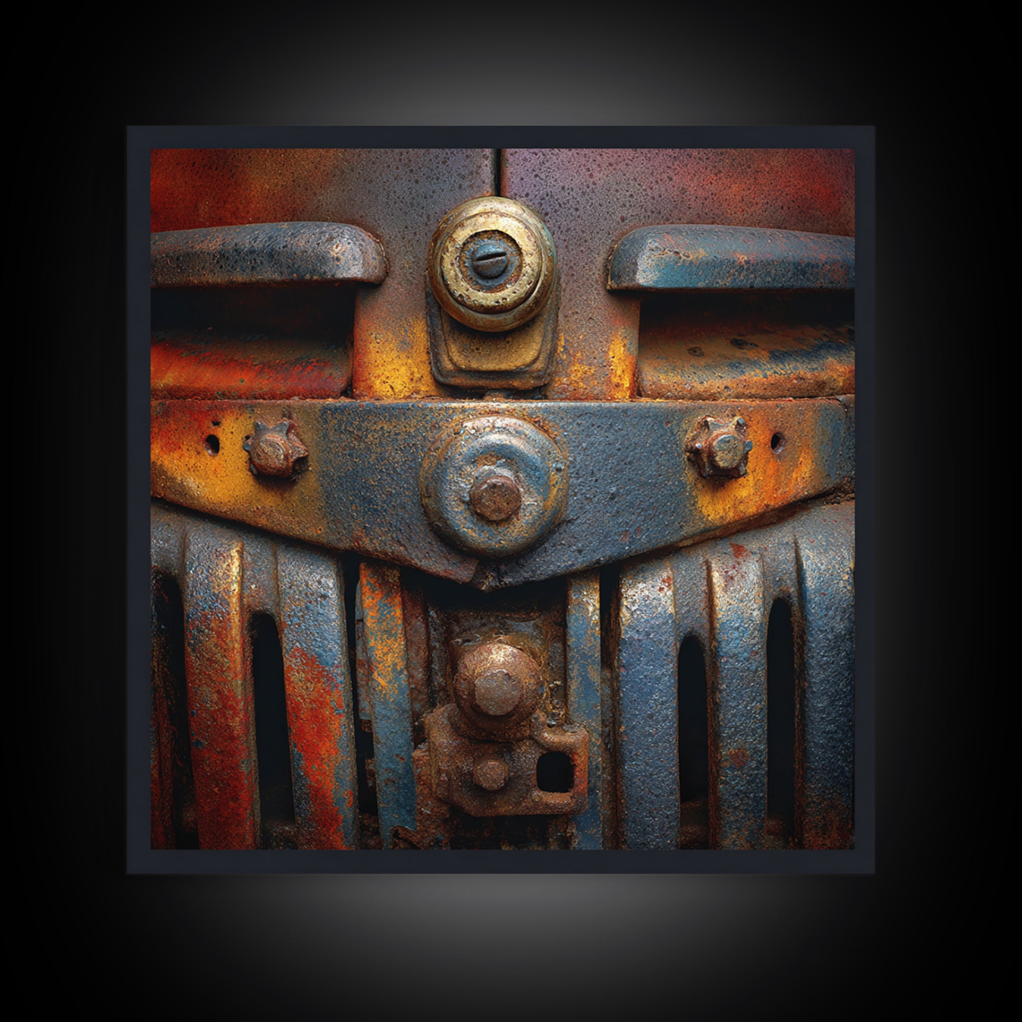 Pickup Truck in Dusty Sunset Light Framed Canvas Print, Garage Art, Tattoo Art, Garage Decor, Oil Painting, Motor, GAR-1x1-61