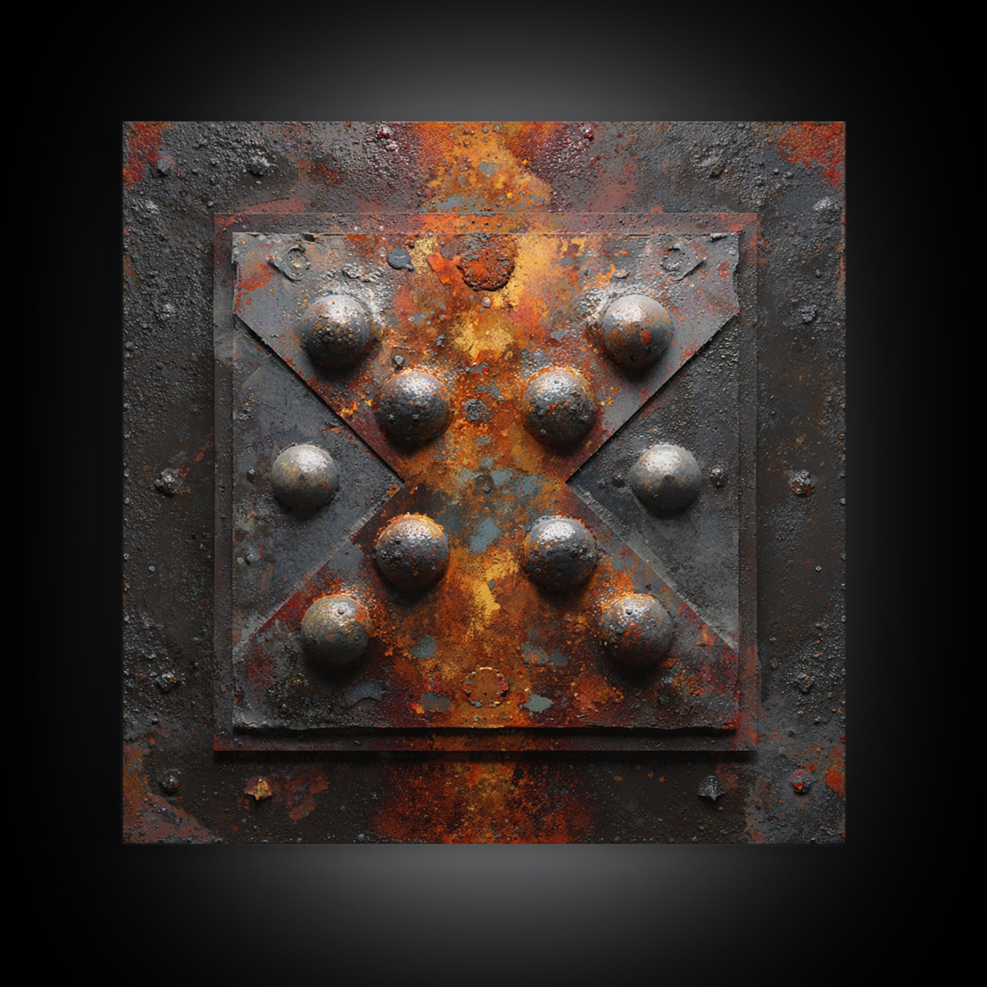 Steel and Rust Texture Abstract Panel Canvas Print, Garage Art, Neutral Decor, Garage Decor, Abstract Art, Motor, Wall Art, GAR-1x1-95