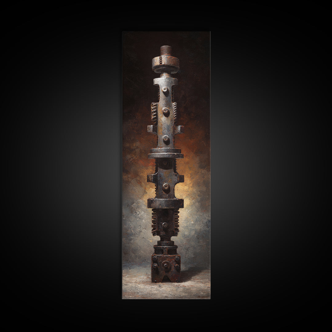 Camshaft and Gears Industrial Still Life Framed Canvas Print, Garage Art, Game Room Art, Garage Decor, Fine Art, Motor, GAR-1x3-75