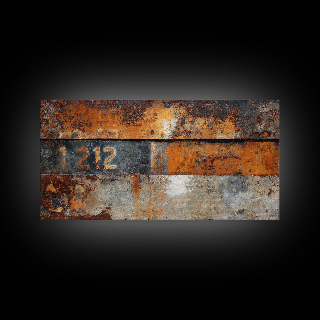 Rusty License Plate Collage Framed Canvas Print, Garage Art, Minimalist Decor, Garage Decor, Fine Art, Motor, Metal Art, GAR-2x1-28