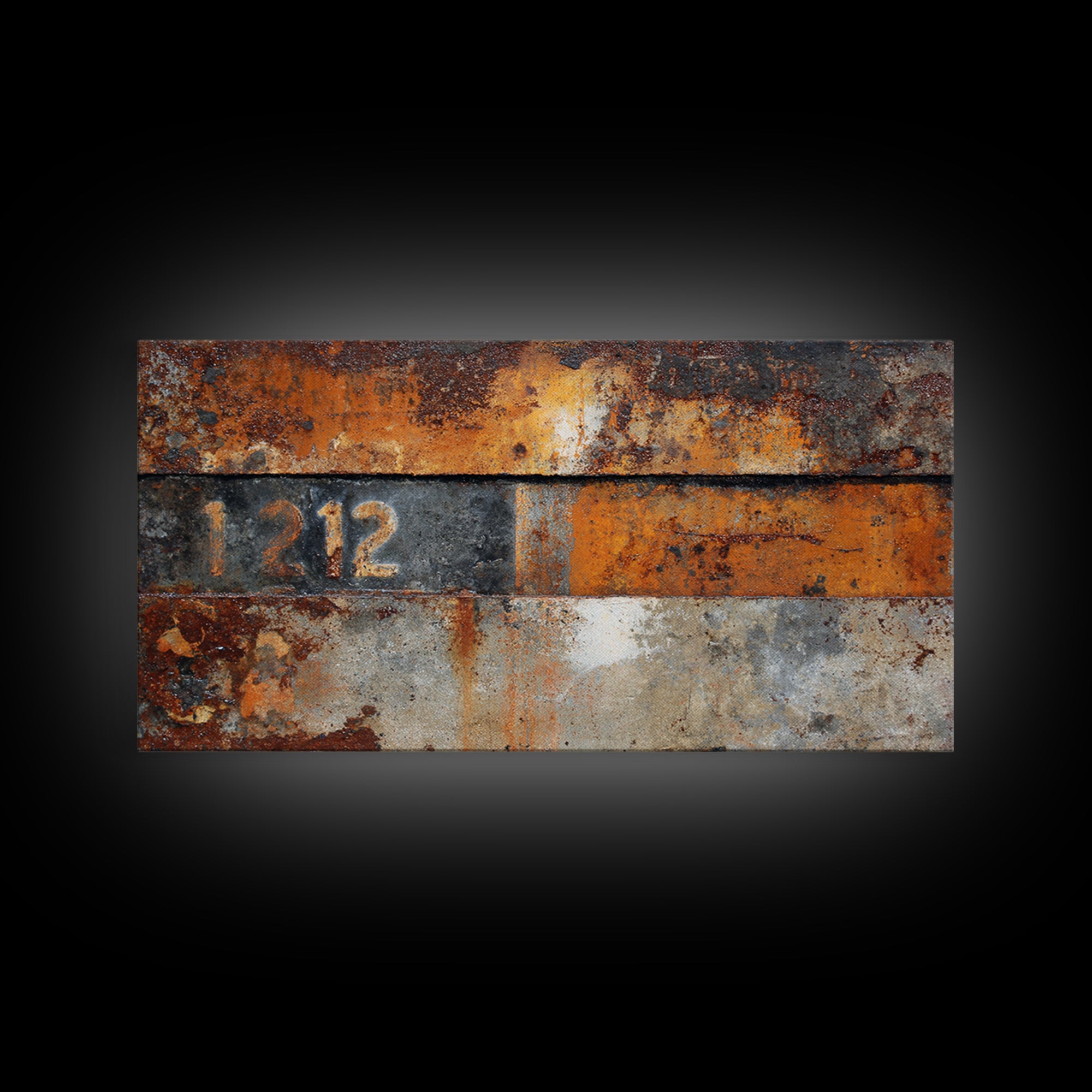 Rusty License Plate Collage Framed Canvas Print, Garage Art, Minimalist Decor, Garage Decor, Fine Art, Motor, Metal Art, GAR-2x1-28