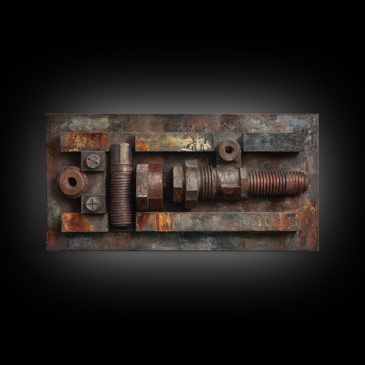 Steel and Rust Texture Abstract Panel Framed Canvas Print, Garage Art, Car Decor, Garage Decor, Motor, Game Room Decor, GAR-2x1-43